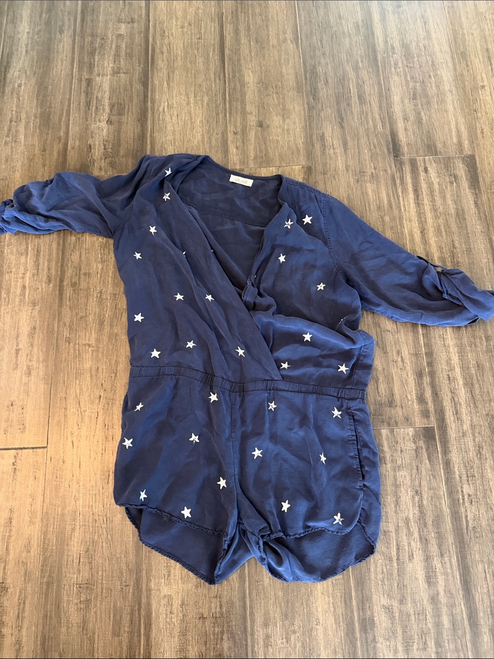 Bella Dahl Navy Star-Print Wrap Romper